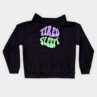 Tired Sleepy, Purple, Green Kids Hoodie